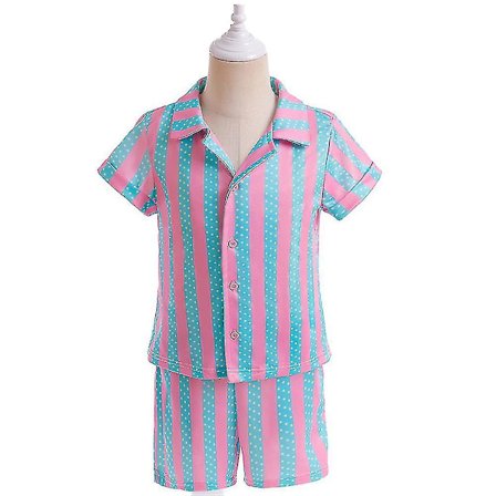 Barn Gutter Ken Kostyme Strand Casual Antrekk Stripete Skjorter Shorts Bukser Sett Fin Opp