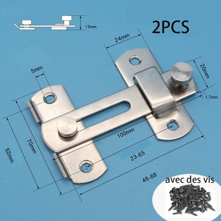 2-delt sett (ca. 100*70*13mm) Skyvedørslås Dørlås Tog