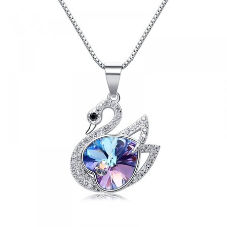 Romantisk Alla hjärtans dag Nyårsgåva Halsband med ädelstenar, Kristallhänge Halsband Smycken för kvinnor Månadssten Halsband för kvinnor, Svan