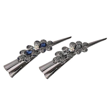 2x Hårklämma Blomma Metall Anknäbbsklämma Hårgrepp för Tjockt Hår Elegant