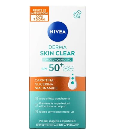 Nivea Derma Skin Clear Fluido Uv Quotidiano SPF50+ Opacizzante