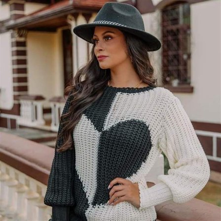 Dam Vinter utsvängda ärmar älskar kontrastfärg stickad tröja dark green 2XL