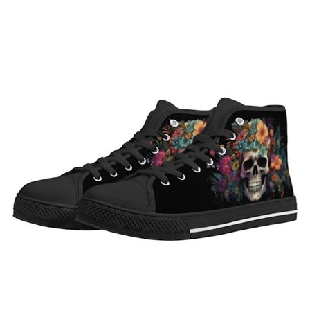 Räätälöidyt kengät Vulkanoidut kengät Klassiset korkeat kangaskengät Gothic Skull Kukat Naisten Tasaiset Tennarit Jalkineet