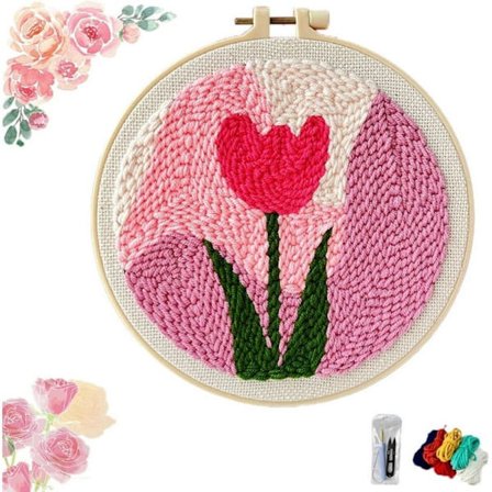 Aloittelijan neulansyöttösarja, neulansyöttöbrodeeraussarjat valmiiksi painetulla kuviolla ja säädettävällä pistoneulalla, luova askartelu DIY-