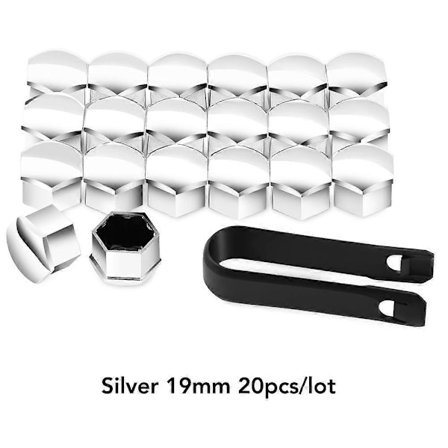 20 st 21 mm Däckhjulnavskydd Hjälmutterskydd Skyddskåpor Däckhjul Skruvbultar Mutterkapslar Navskruv (Silver)