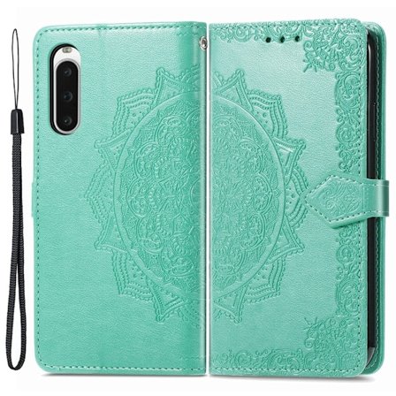 Mandala läder Sony Xperia 10 V fodral - Grön