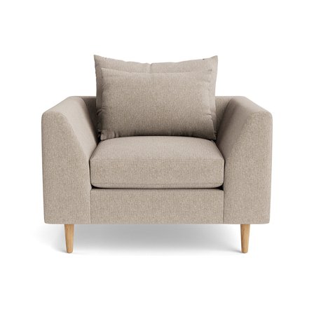 Ofelia Sessel in Boston Beige, moderner Polstersessel für das Wohnzimmer mit Nozag-Federung, hoher Sitzkomfort, Breite 85cm, modernes Design