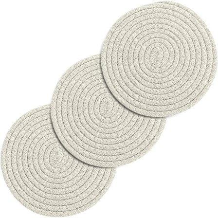 Grytlappsset i bomull (3-pack) - 20 cm värmebeständiga underlägg för kastruller, stekpannor och fat - Blå köksbänkskydd