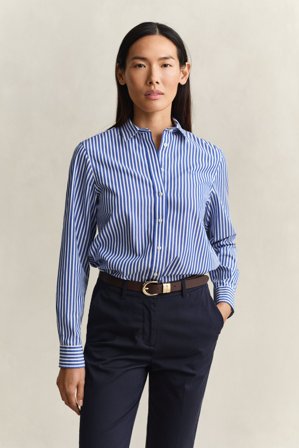 GANT Damen Regular Fit Classic Popeline Hemd mit Streifen (46) Blau