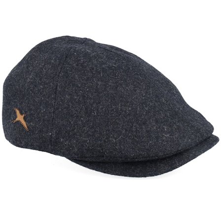 Jack Anchor - Harmaa flatcap Lippis - Bird Patch Charcoal Wool Ivy Flat Cap @ Hatstore