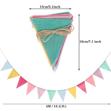 4m jute linne flaggor vimpel födelsedag bunting banners