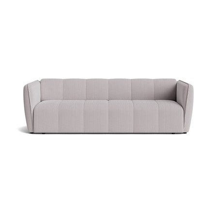 Calma 3-Sitzer-Schlafsofa mit Stauraum, Lincoln Hellgrau, Cord-Optik, modernes Design, Taschenfederkern und Nozag-Federung für hohen Komfort.