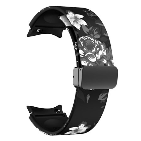 Samsung Galaxy Watch 5 (44mm) / (40mm) / 4 (44mm) / (40mm) mönstrat klockarmband i silikon - Grå Blomma