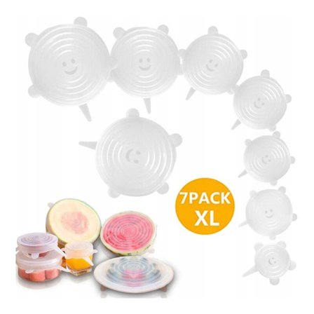 8 st Eat Silikoner, Universal BPA silikonlock, 8 olika storlekar för mikrovågsugn Fyra kylskåpsdiskmaskiner - vit