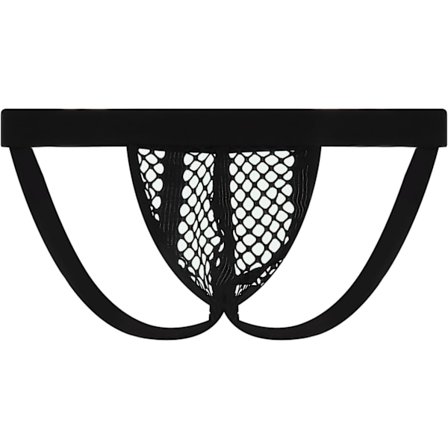 2025 Siste Modell Herre Se Gjennom Fiskenett Jockstrap Undertøy Mesh Jock Strap G-streng Tanga Underbukser Svart Stor