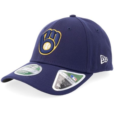 New Era - MLB Blå flexfit Keps - Milwaukee Brewers MLB Player Replica M-Crown 39THIRTY Dark Royal Flexfit @ Hatstore