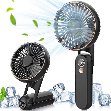 Bærbar Håndholdt Ventilator, USB Bordventilator Mini Elektrisk Skrivebordsventilator Genopladelig Batteridrevet Håndholdt Ventilator (Sort)
