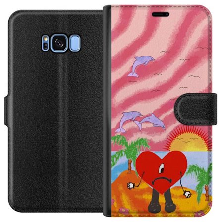 Kompatibelt Lommeboketui til Samsung Galaxy S8 Bad Bunny i en fargerik quiltet jakke med hjertemønster og solbriller i moderne gatestil