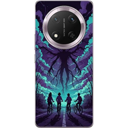 Yhteensopiva Puhelinkuori Honor Honor Magic7 Lite Stranger Things -inspiroitunut fantasiaillustraatio, jossa on tumma hirviö, pyöräilevät lapset j