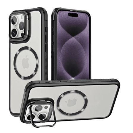 Magnetiskt Stötsäkert Telefonskal för iPhone16 15 Pro Max Plus Med Ställ Linsskydd