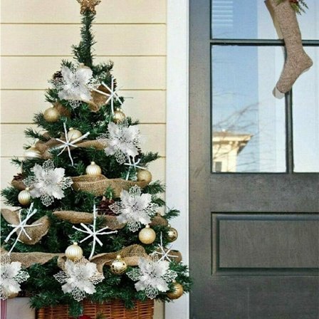 *10 kpl DIY joulukuusen riipuksia joulukukat riipus koristeet joulukuuseen ja juhlakoristeet koriste Noel kuusi (valkoinen)*