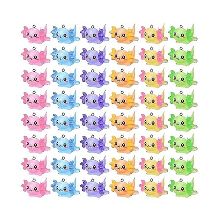 48 stk. dyre charms axolotl harpiks charms til smykkefremstilling små harpiksdyr harpiksfigurer minia(flerfarvet)