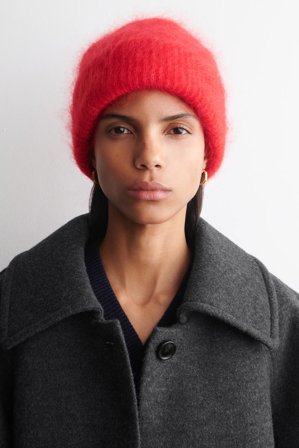COS Women's Ribbed Mohair Beanie in Red