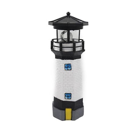 Sort Solcelledrevet Fyr LED Roterende Fyr Have Lys Plænelampe Dekorativ Terrasse Z5291
