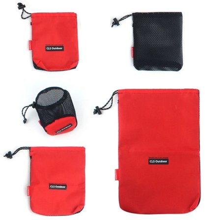 5 stk./sæt Mesh Opbevaringspose Udendørs Gadgets Sæk Snøre
