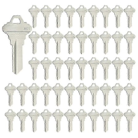 Blanke nøgler Sc1 nøgleemner pakke med 100 stk. blank nøgle hus kontor messing nøgleemne, sølv