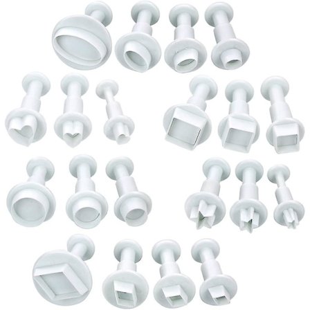20 stk. Mini Fondant Udstikkere Kageudstikkere Sukkerkunst Kagedekorationsværktøjer, Kvadrat/rund/hjerte/oval/femspidset osv.