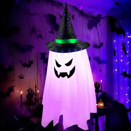 Violetti Halloween-ripustushaamu, LED-valaistu haamu, Halloween-juhlan koriste Lila Halloween Sp ken