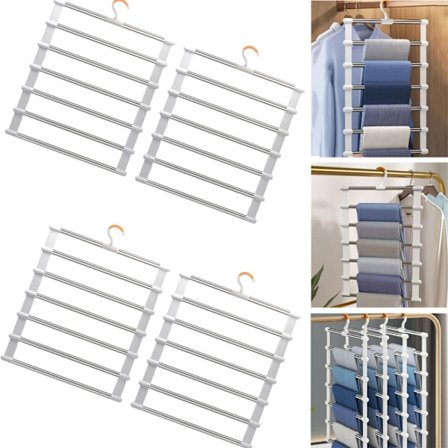 4-pak Sammenklappelige Buksehengere i Metal med Klemmer – Pladsbesparende Bøjle_OF