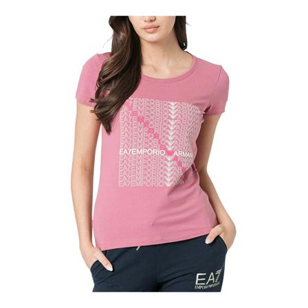 Emporio Armani Ea7, Logo embroidered t -shirt Roze, Dames, Maat:M,elastaan