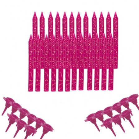 Gaggs Cake Candle Glitter 24 stk med 18 Holdere