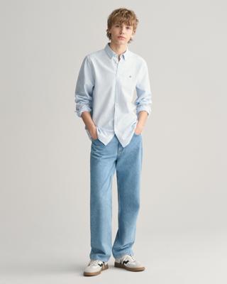 GANT - Stripet Oxford-skjorte for tenåringer - Unisex - 158/164