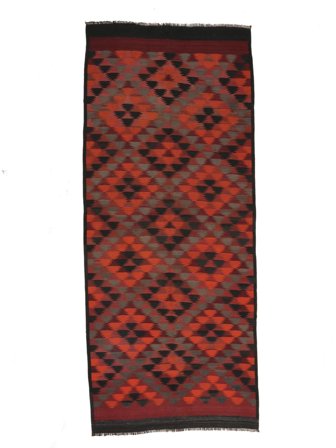 145X362 Tappeto Orientale Afghan Vintage Kilim Passatoie Rosso Scuro/Nero (Lana, Afghanistan) Carpetvista