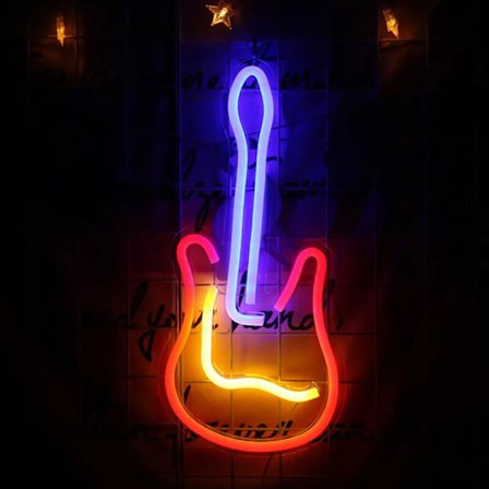 LED Neon Lys Guitar Natlampe USB med Akryl Bagplade til Hjemmefest Bryllup Bar Dekorativ Lampe