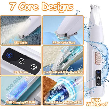 Pet Micro Precision Trimmer, 2024 Ny Uppgradering Hundtass Trimmer med LED-Ljus, Tyst Husdjurstrimmer, Vattentät Husdjursklippare