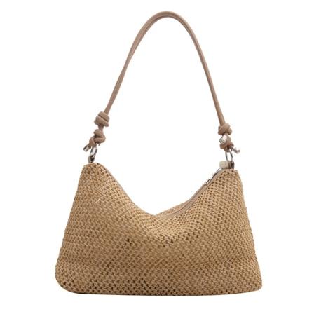 Käsintehty naisten käsilaukku 2024 Uusi muoti Retro olki punottu tote-laukku monipuolinen suuri kapasiteetti olkalaukku naisille Khaki