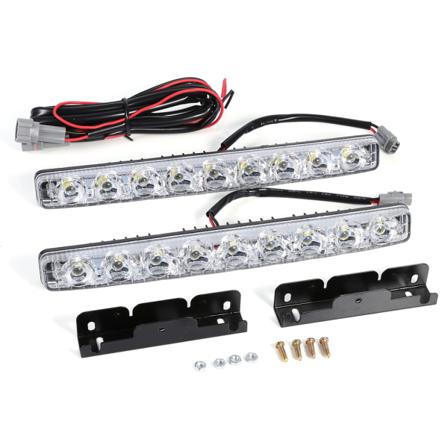 2stk Hvit 9-LED Lang Strip Kjørelys DRL Bil Tåke Kjørelys