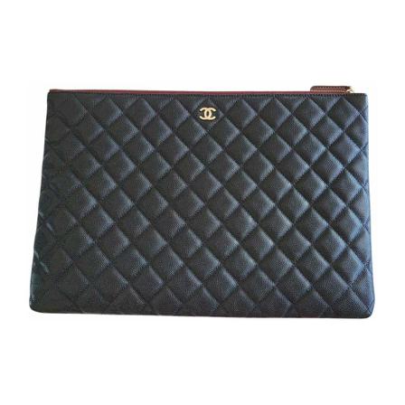 Chanel Vintage, Pre-owned Clutches Zwart, Dames, Maat:ONE Size,leer
