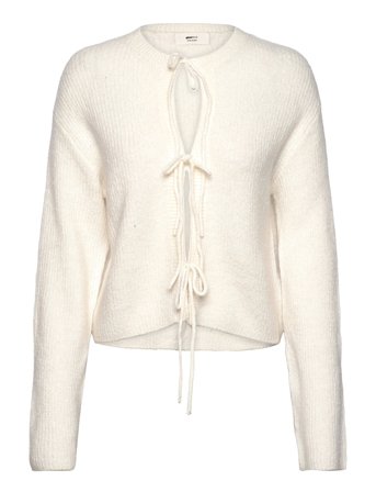 Gina Tricot Knitted Tie Cardigan - Cream - XL