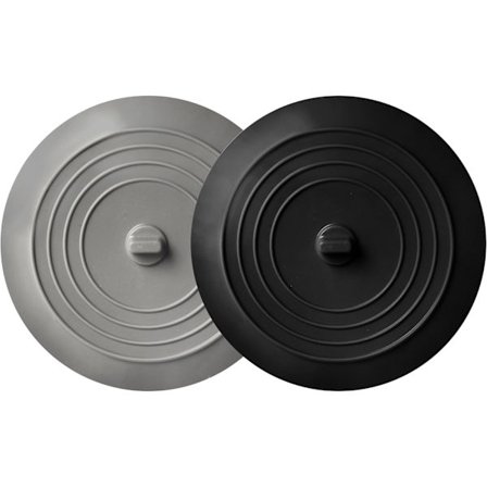 2-pakning - Svart og grå 15 cm kjøkkenvask- og badekarpropper for standard kjøkkenvaskavløp og badekaravløp