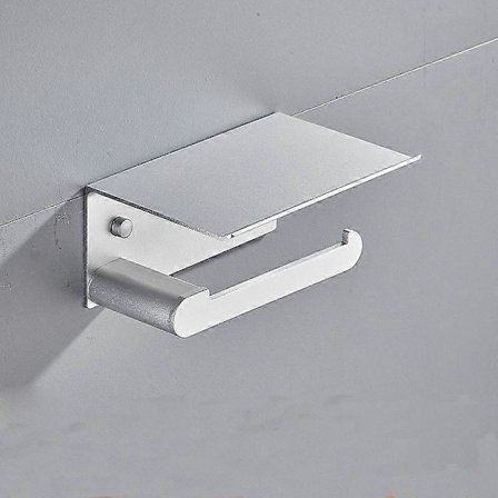 Toalettpappershållare med Telefonhylla Borstad Nickel, Badrumstillbehör SUS 305 Rostfritt Stål Pappersrulle Dispenser Förvaring Väggmonterad Silver