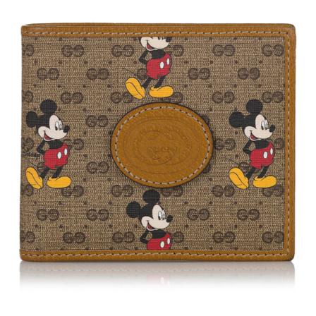 Gucci Vintage Pre -owned Candy GG Mickey Mouse Bifold Small Pung Brun, Dame Vintage Accessories, Størrelse: ONE Size