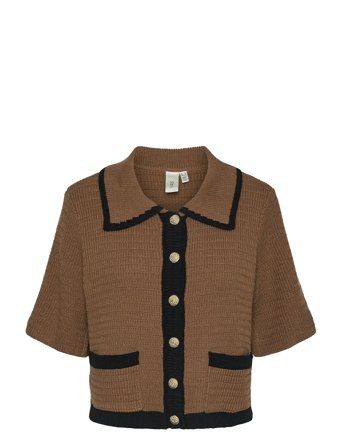 Yaskloma Ss Knit Cardigan S. Brown YAS