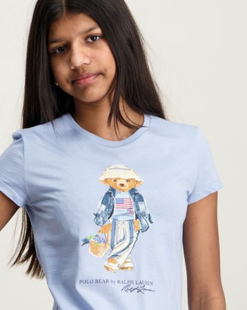 Polo Ralph Lauren Polo Bear Cotton Jersey Tee Blå T-shirts Pige - Kids Brand Store