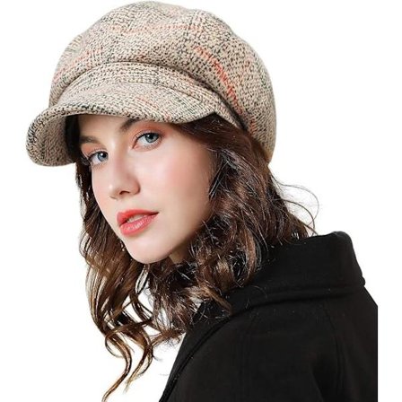 ING Dameberet, Newsboy-lue, Bomull, Klassisk stil, Vinterhatter, Høst/vinter åttekantet beret, Passer til hodeomkrets 56-58 cm-Khaki