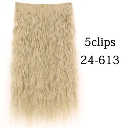 Syntetisk 22 32 tum 5 Clips Hårförlängning Värmebeständig falska hårstycken Långa vågiga frisyrer Clip In Hair Extensions